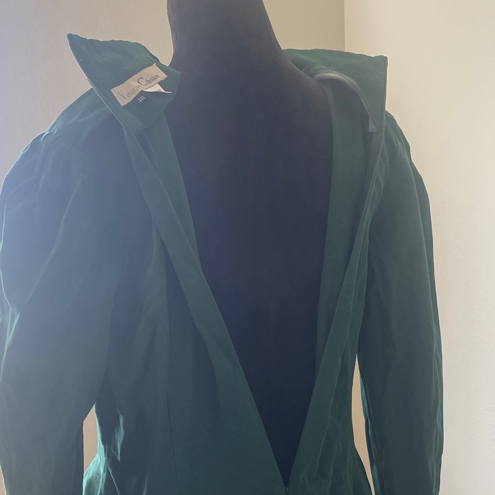 Women's Emerald Green Double-Breasted Military Pea Coat Dress - Picture 10 of 13